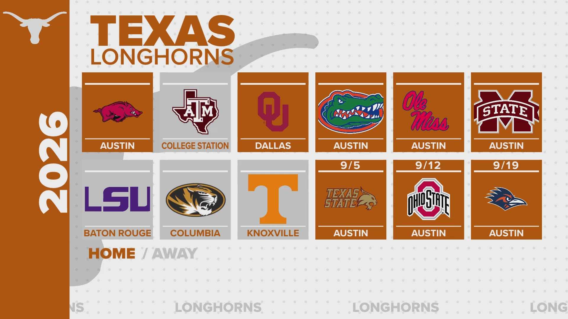 Texas Longhorns Football Schedule