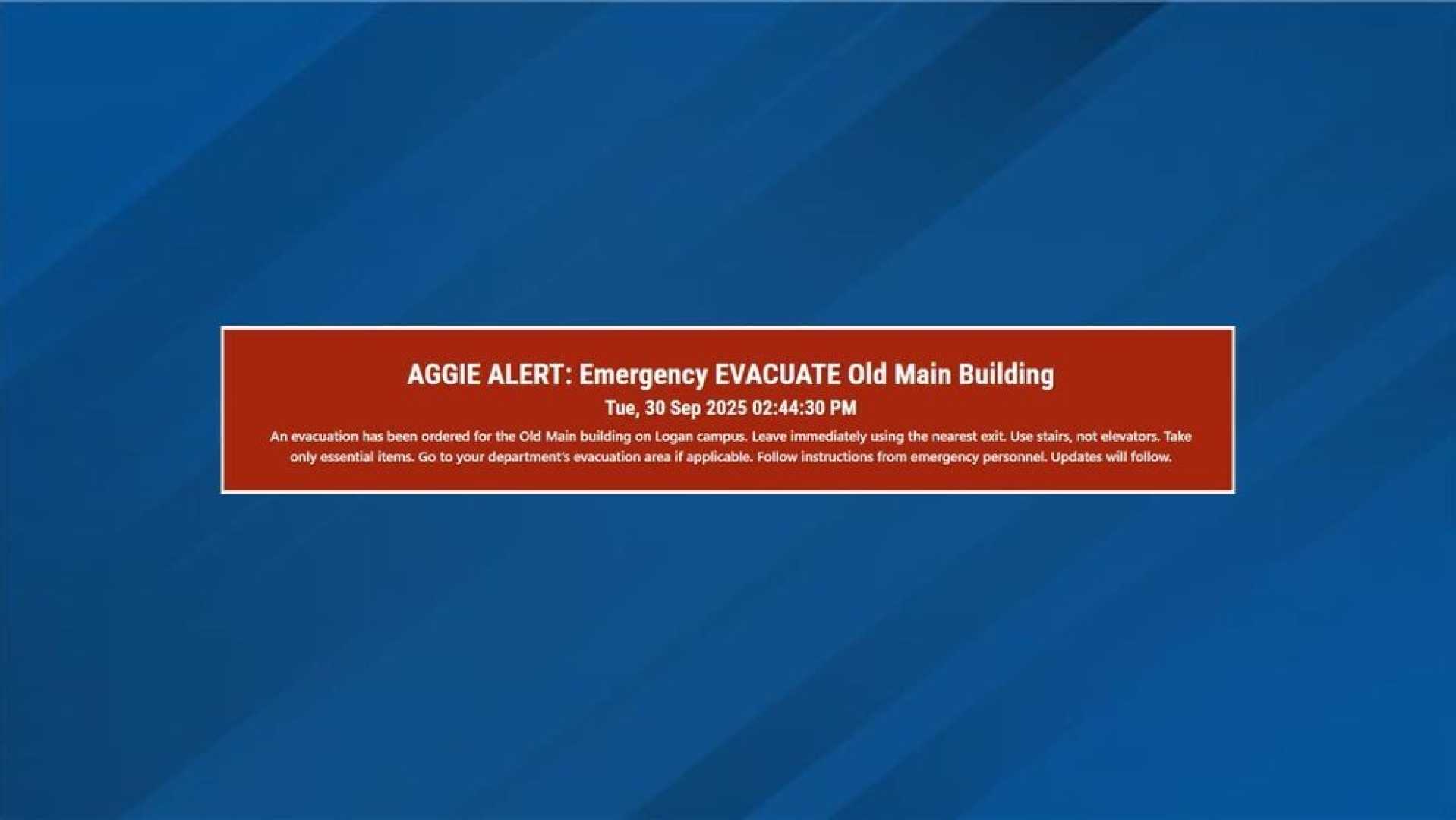 Utah State University Old Main Evacuation