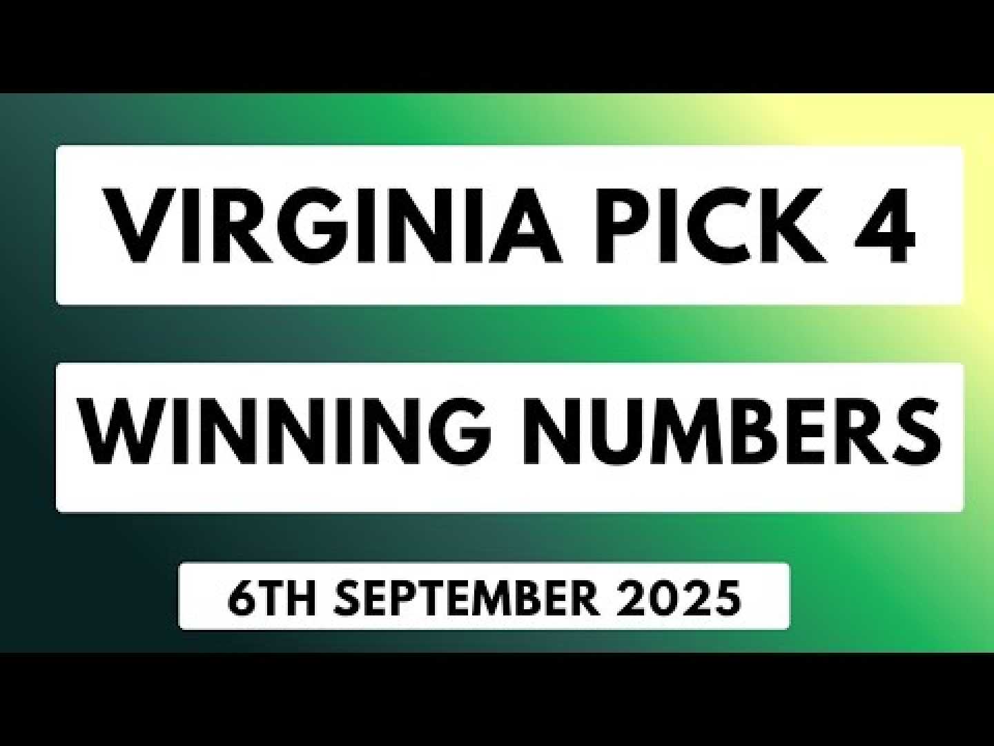 Virginia Lottery Results September 2025