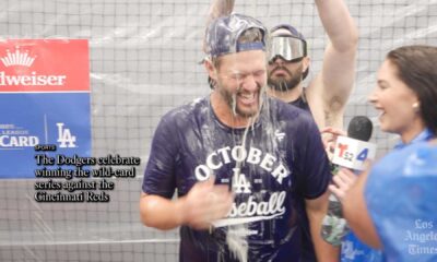 Dodgers Celebrate Win Against Reds