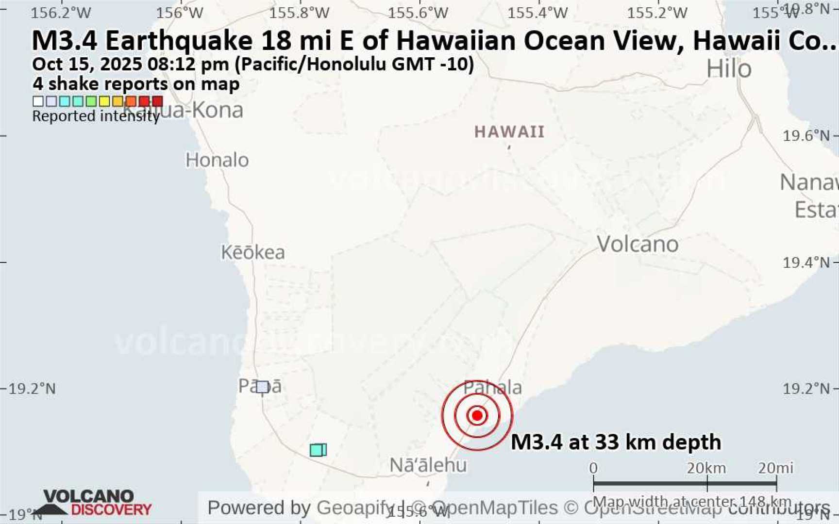 Hawaiian Ocean View Earthquake Report