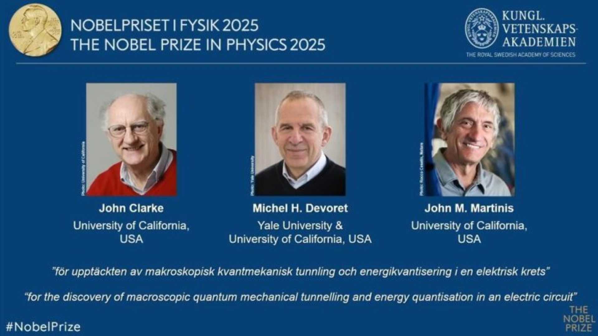 John Clarke Michel H. Devoret John M. Martinis Prize