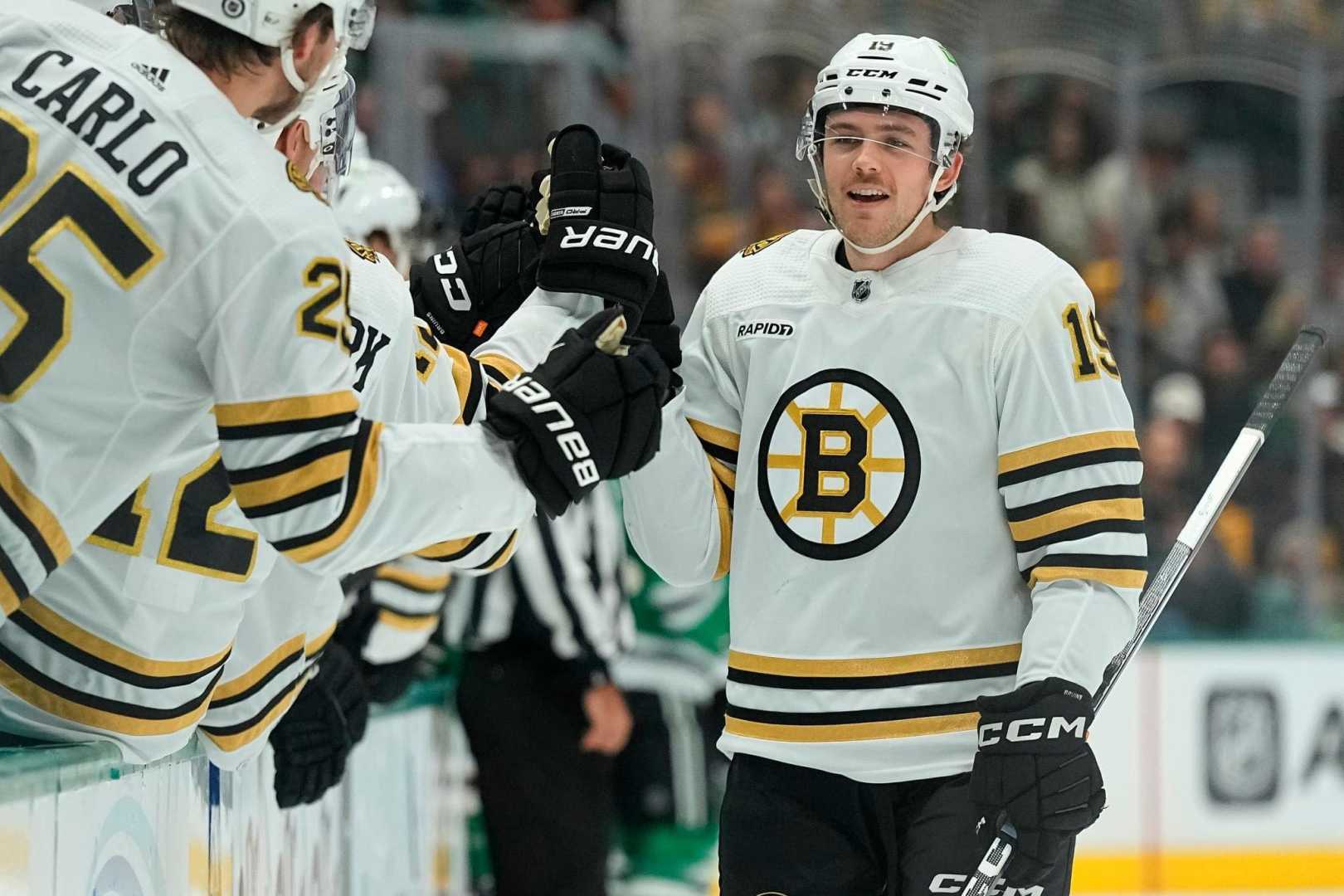 Johnny Beecher Bruins Debut Game
