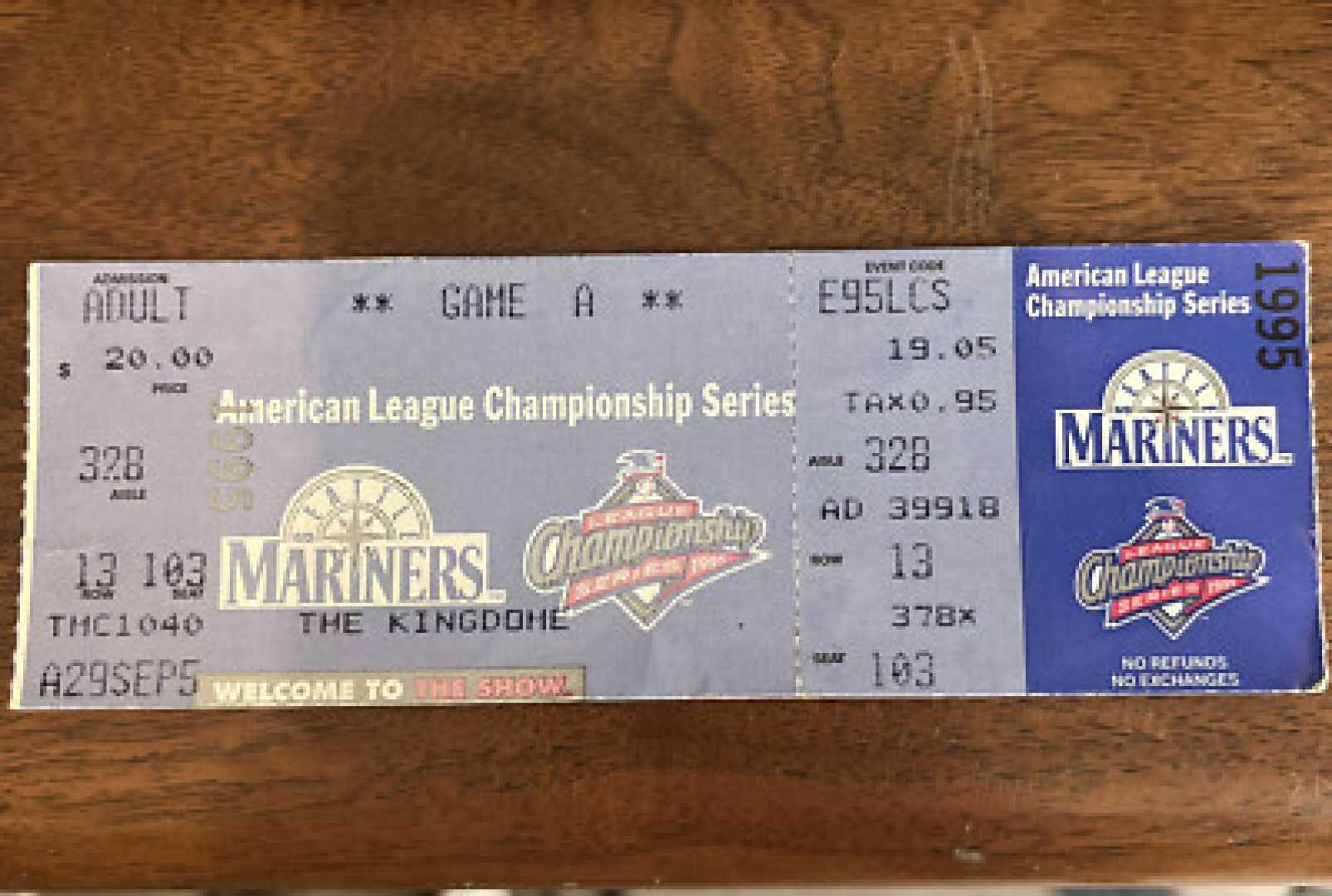 Mariners Alcs Ticket Historic Game