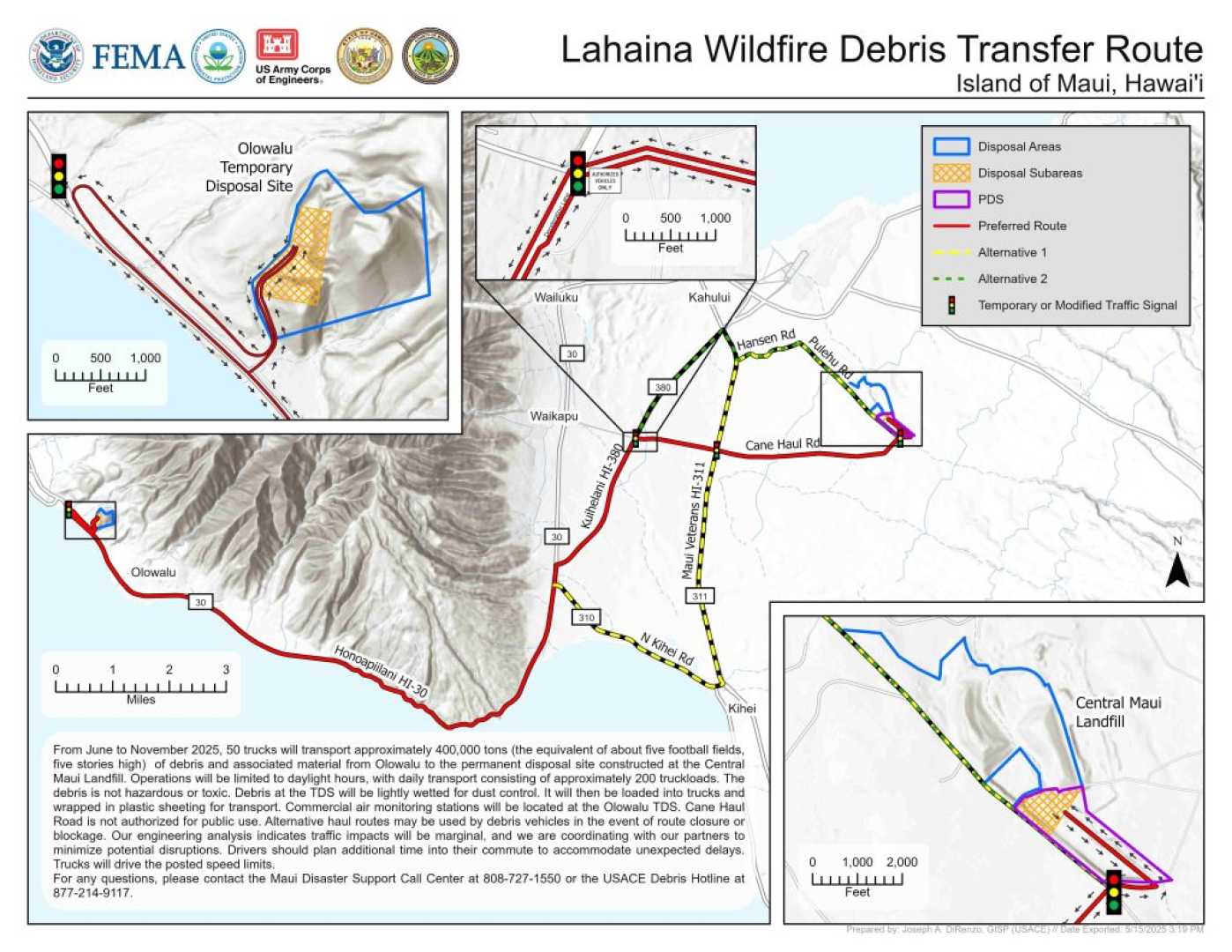 Maui Wildfire Debris Transport 2025