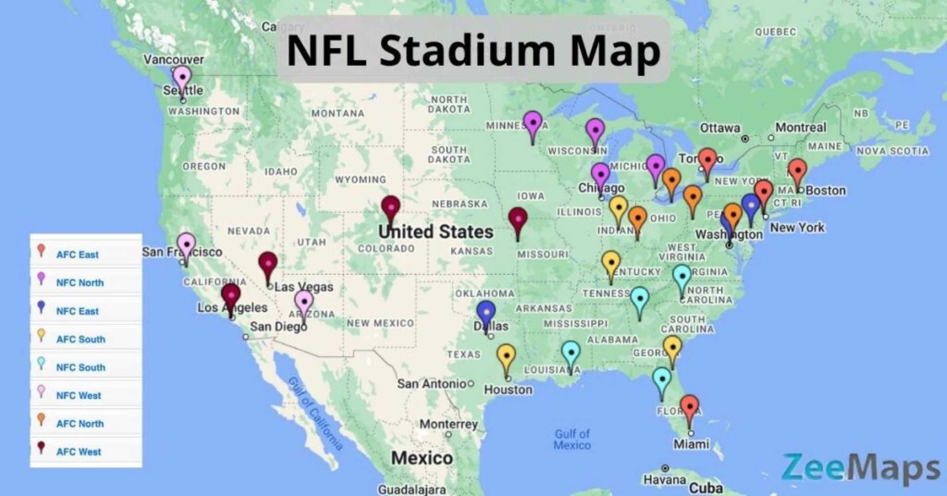 Nfl Stadiums Across The United States