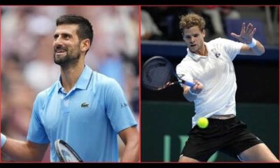 Novak Djokovic And Yannick Hanfmann Tennis Match