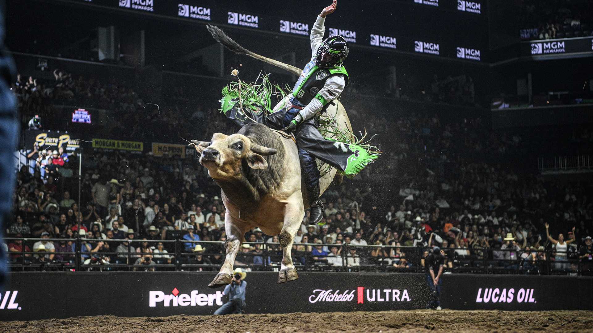 Pbr Bull Riding Event In Stadium