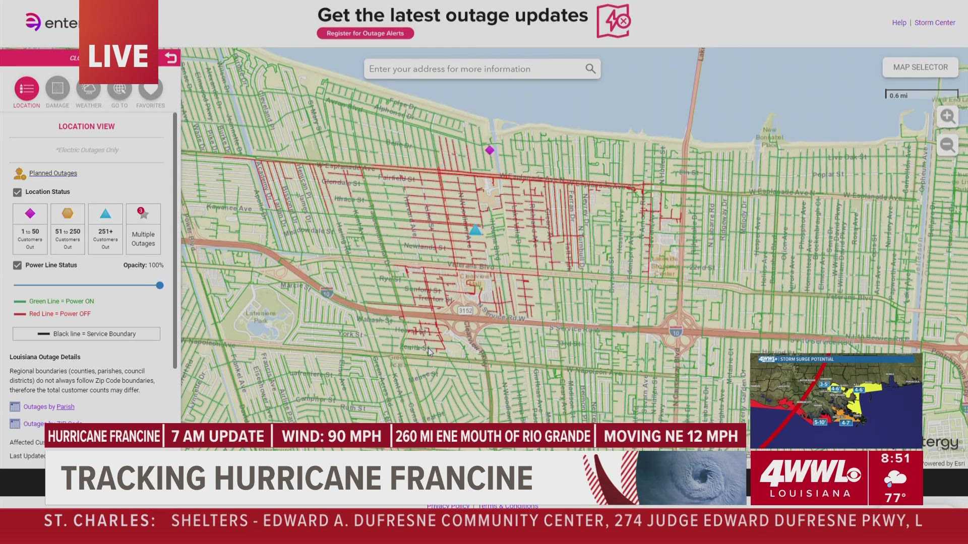 Power Outage Jefferson Parish Storm