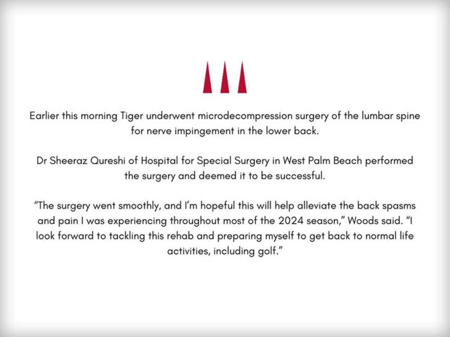 Tiger Woods Back Surgery Announcement