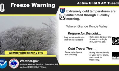 Wallowa County Freeze Warning Weather