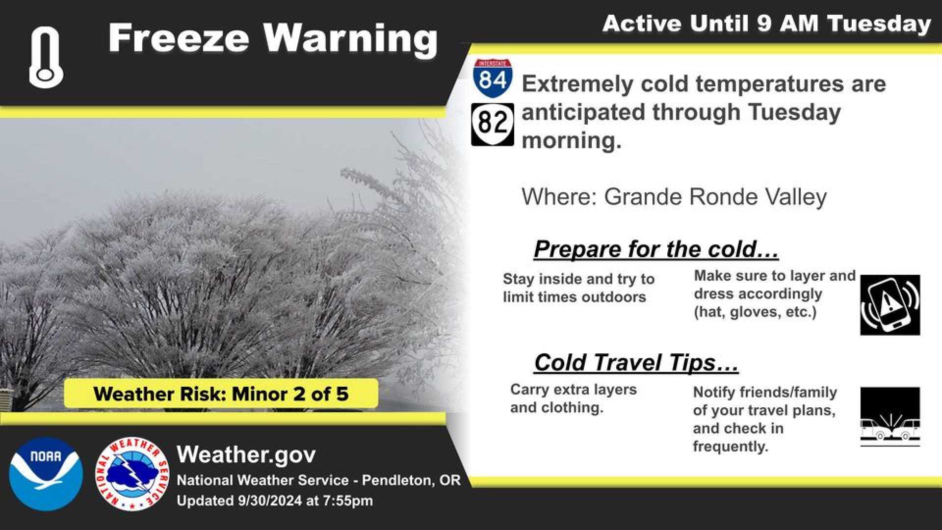 Wallowa County Freeze Warning Weather