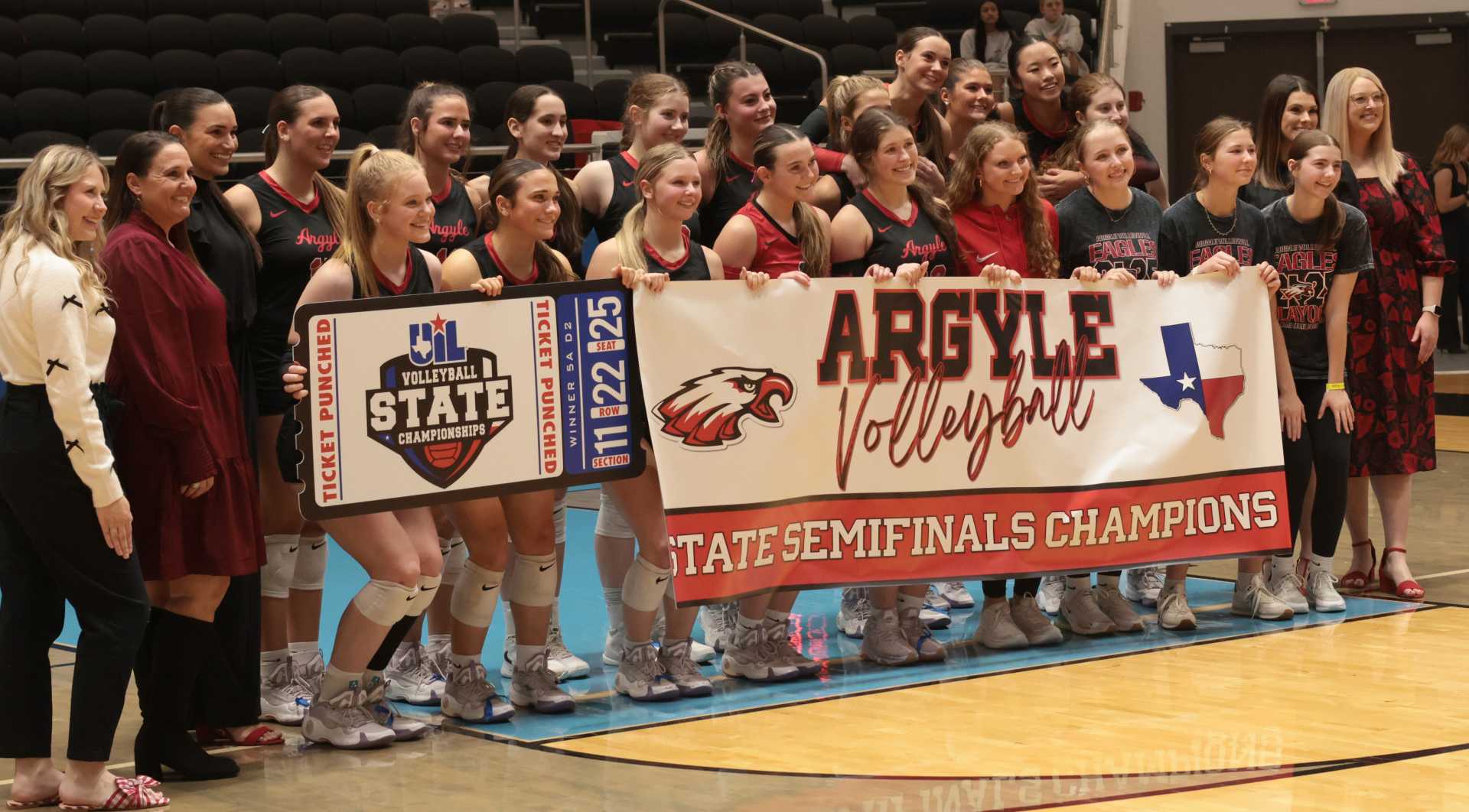Argyle Volleyball Team Celebrating State Semifinal Victory