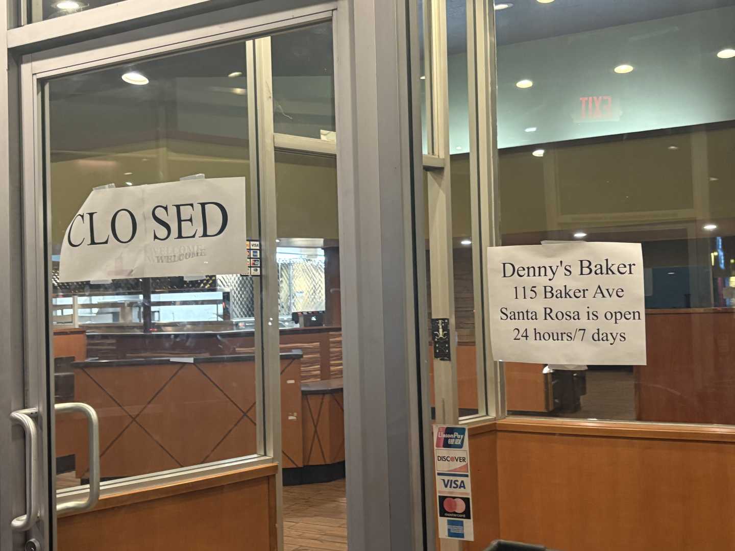 Denny's Restaurant Closure Santa Rosa