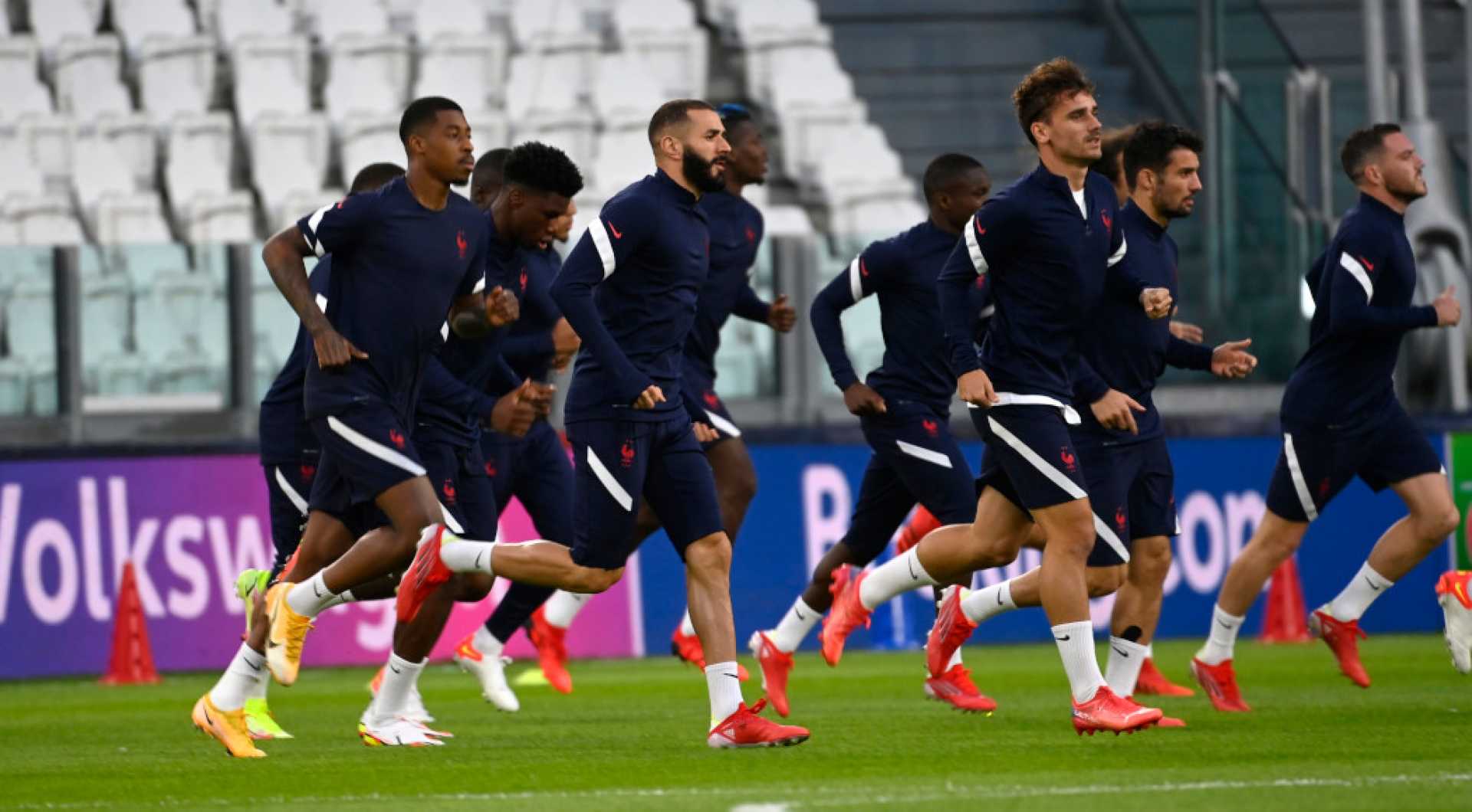 France Soccer Team Players Warm Up