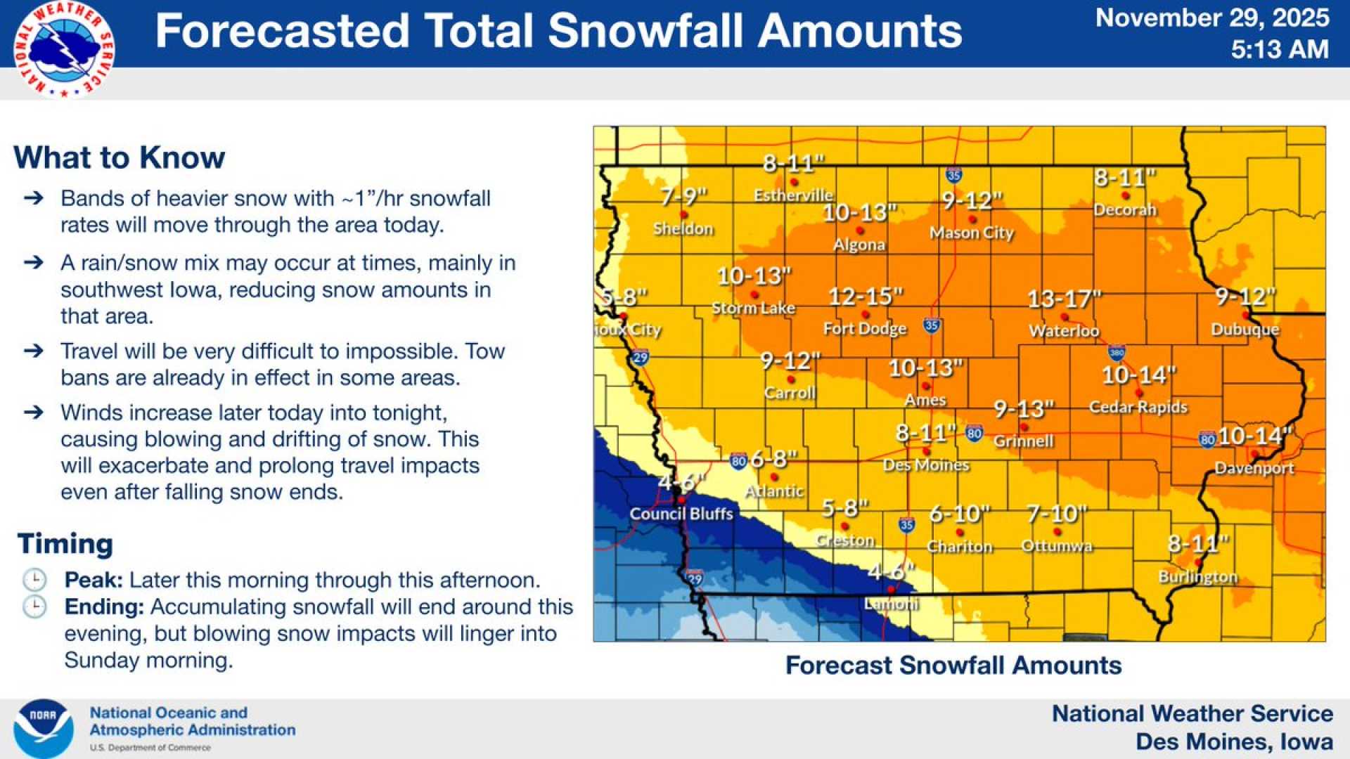 Iowa Snowfall Totals November 2025