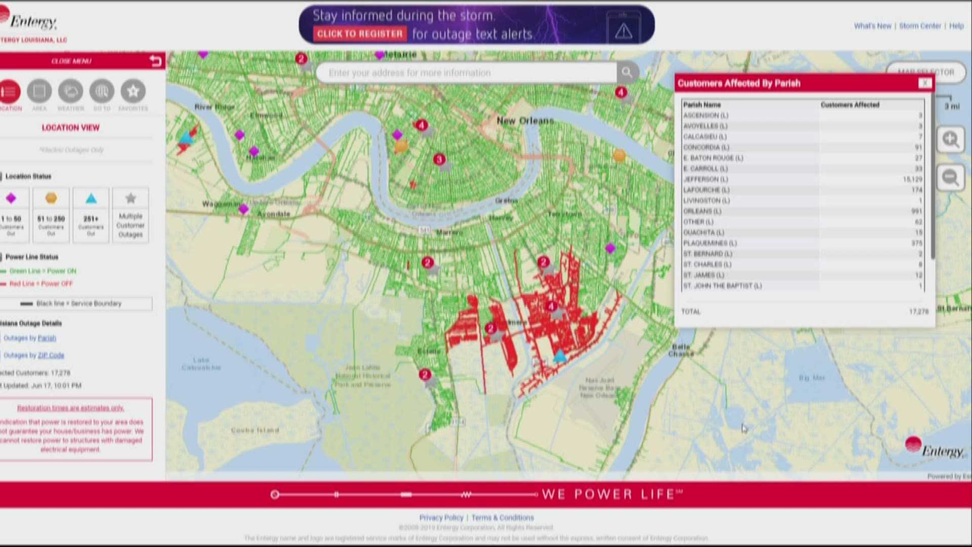 Jefferson Parish Power Outage Entergy