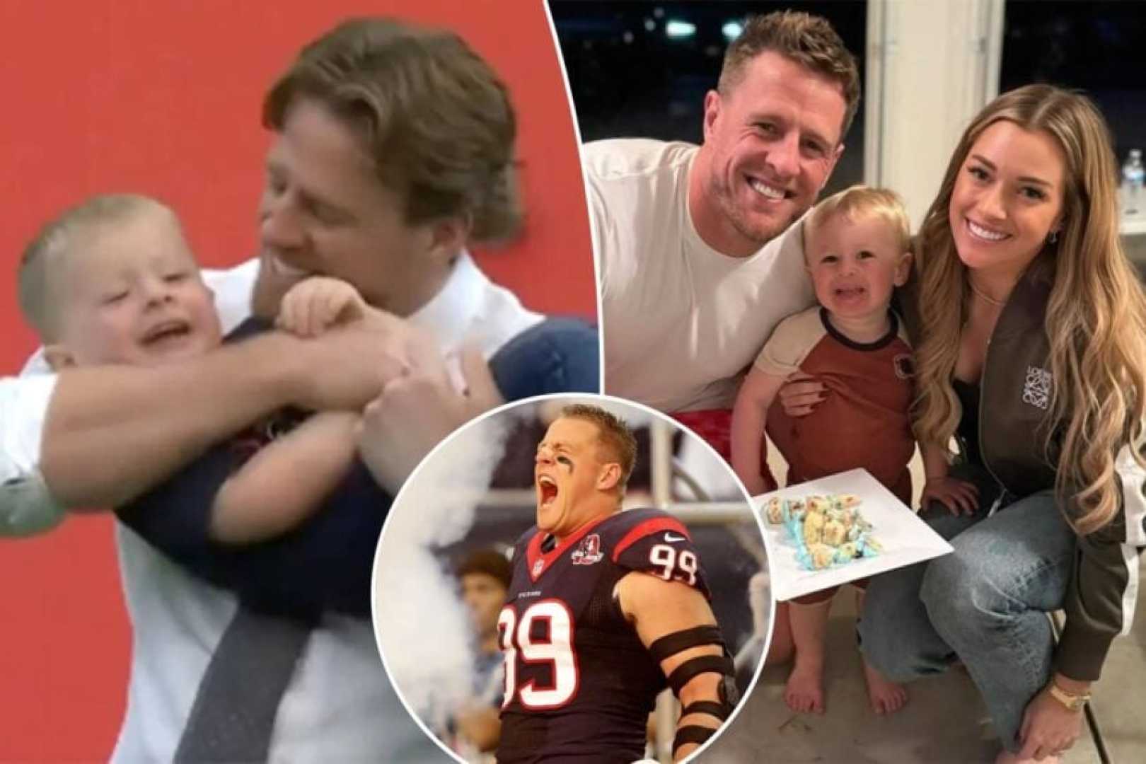 J.j. Watt Family Moment At Nrg Stadium