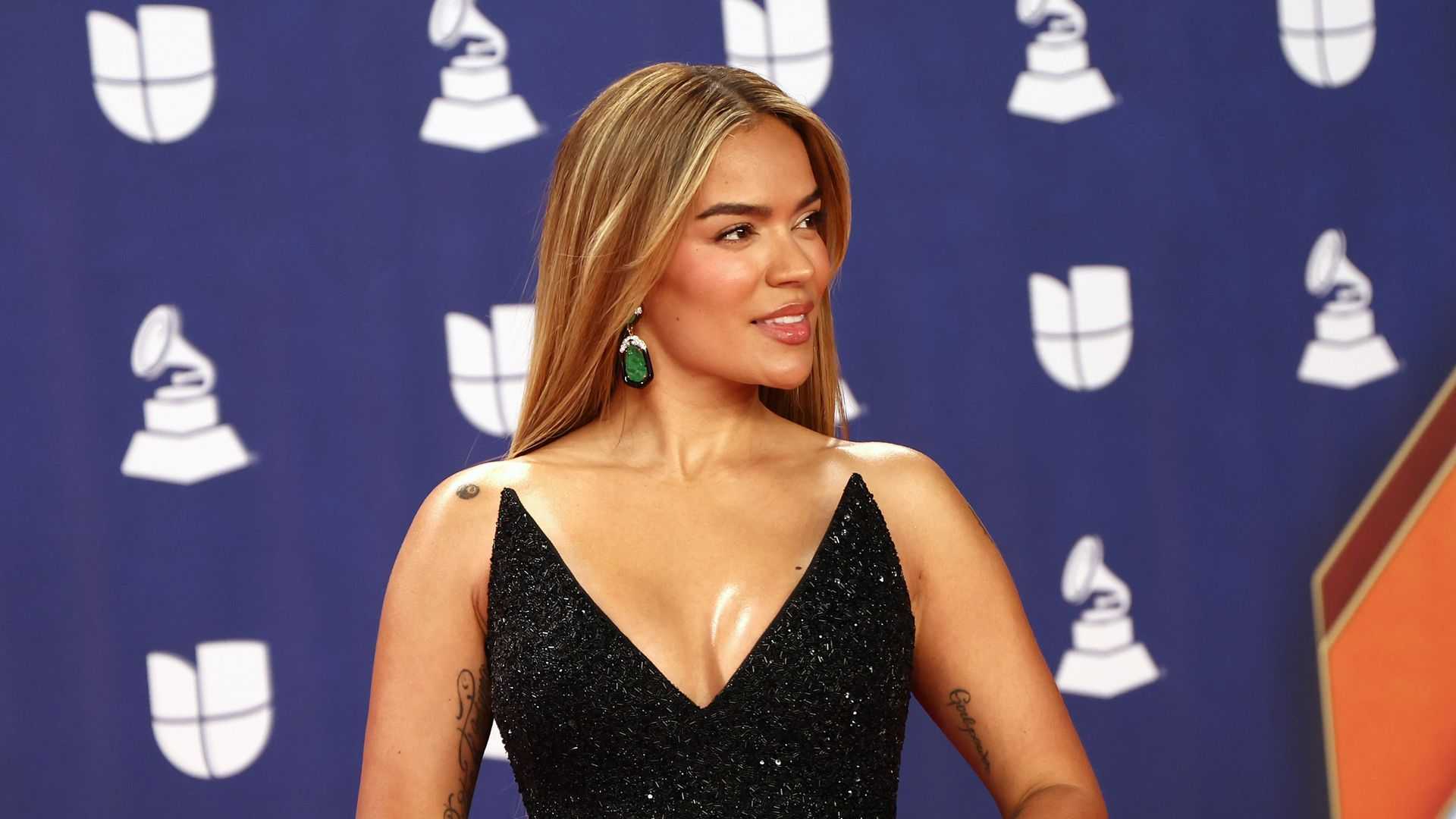 Karol G Black Gown Latin Grammys