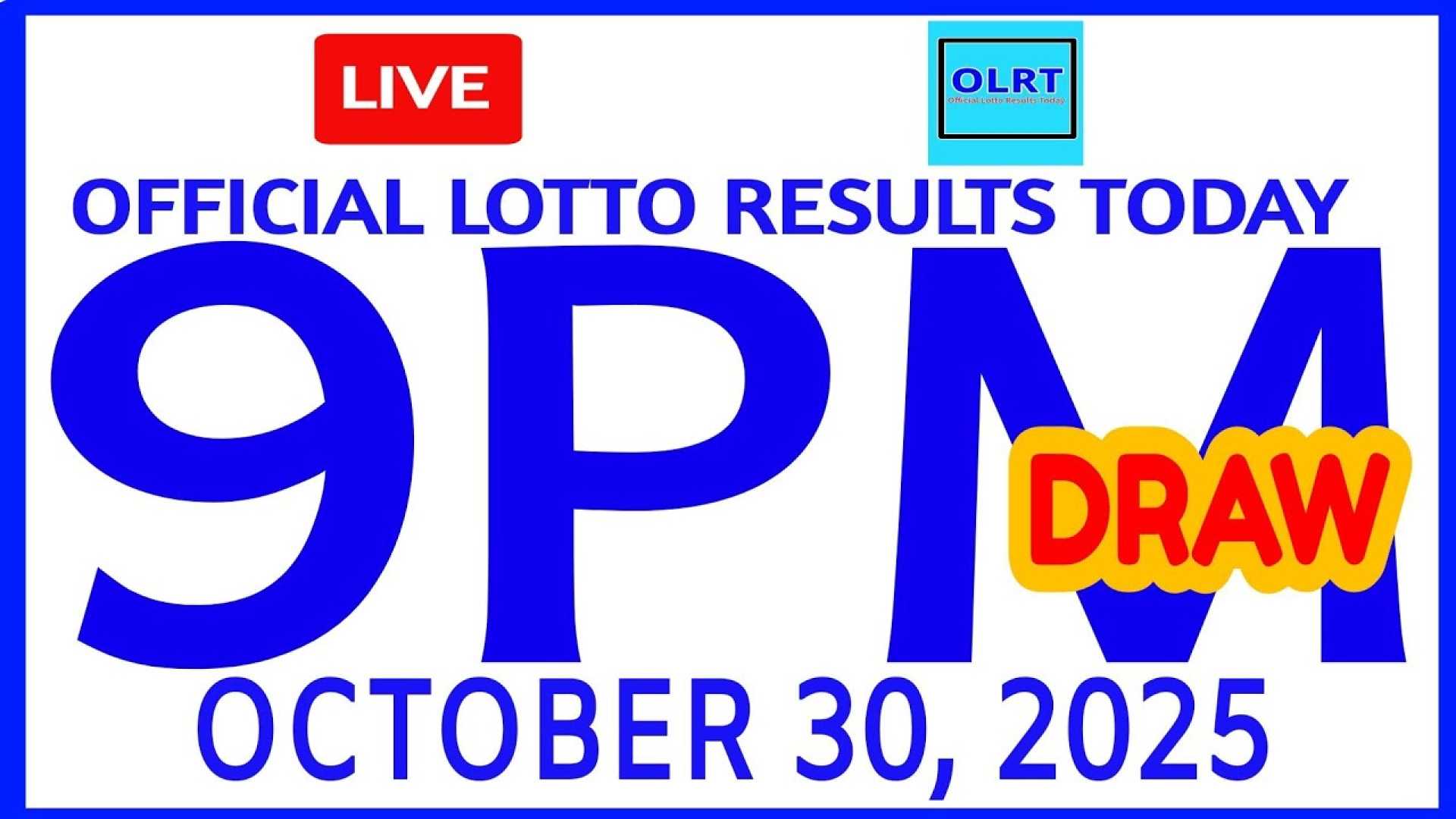 Lottery Numbers October 30 2025