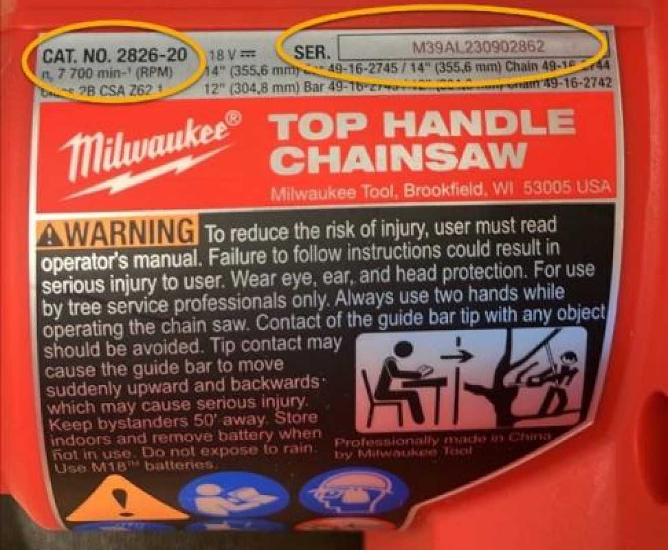 Milwaukee Tool M18 Chainsaw Recall