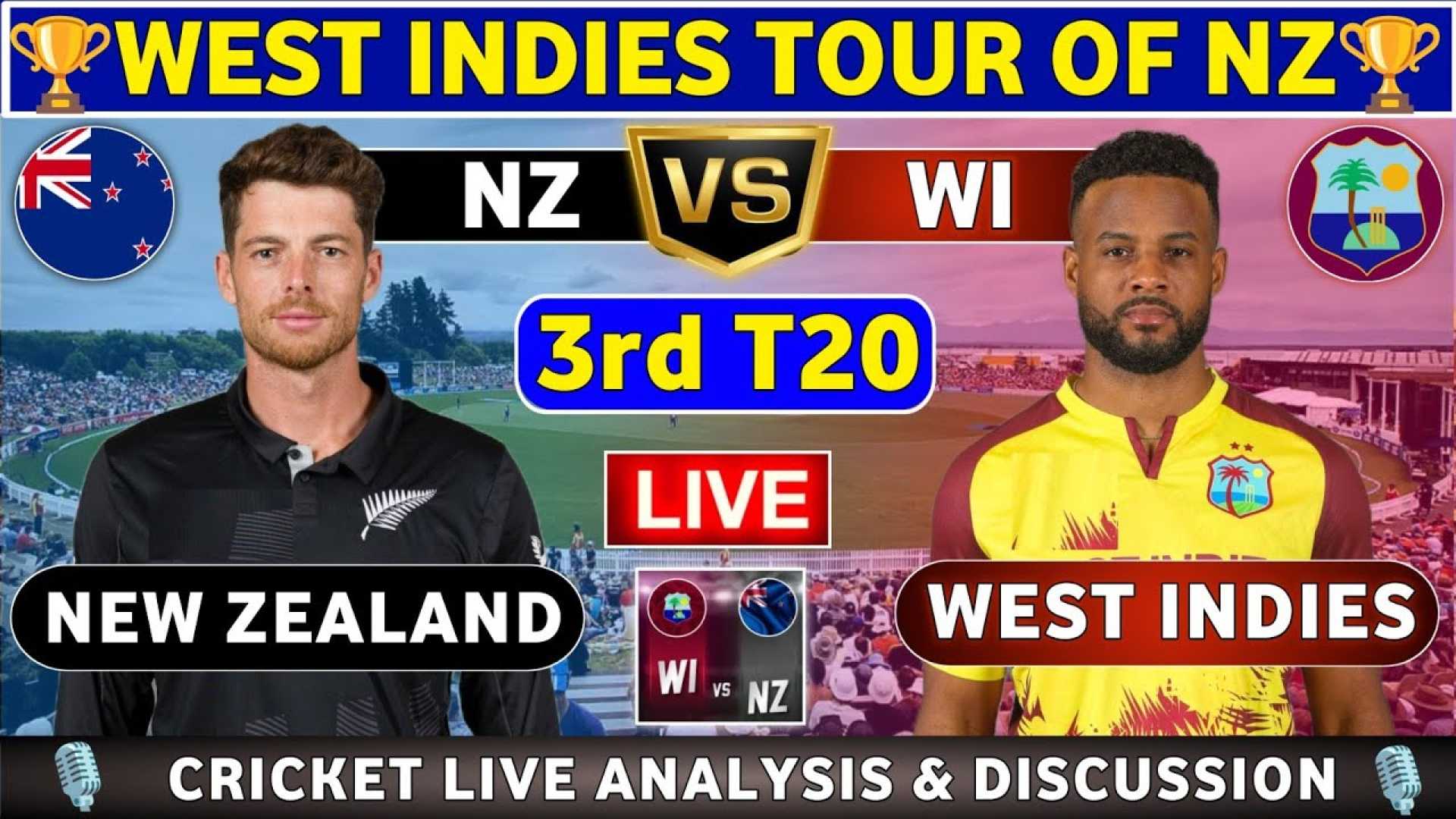 New Zealand Vs West Indies T20i Cricket Match