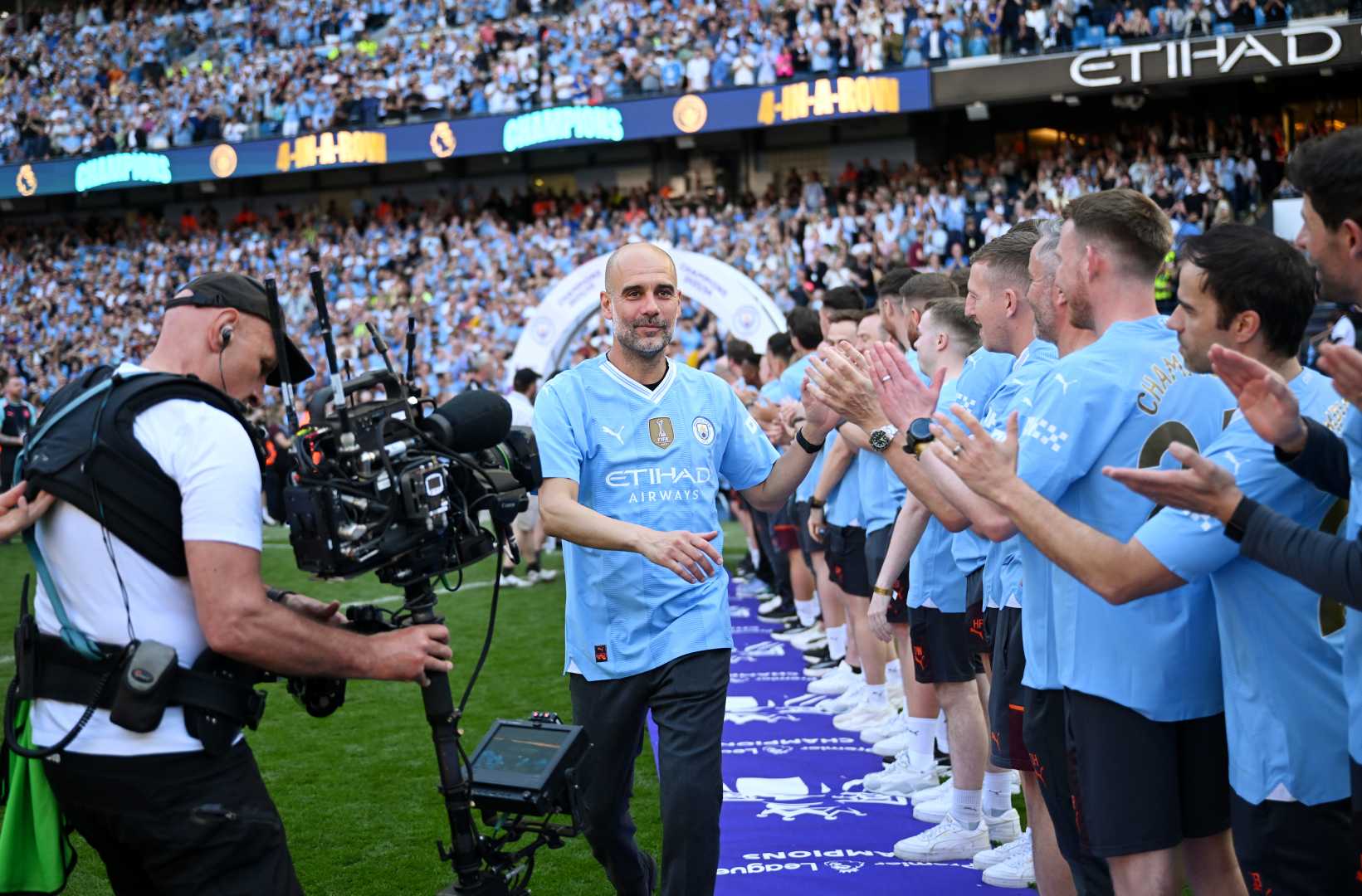 Pep Guardiola Soccer Manager Celebration
