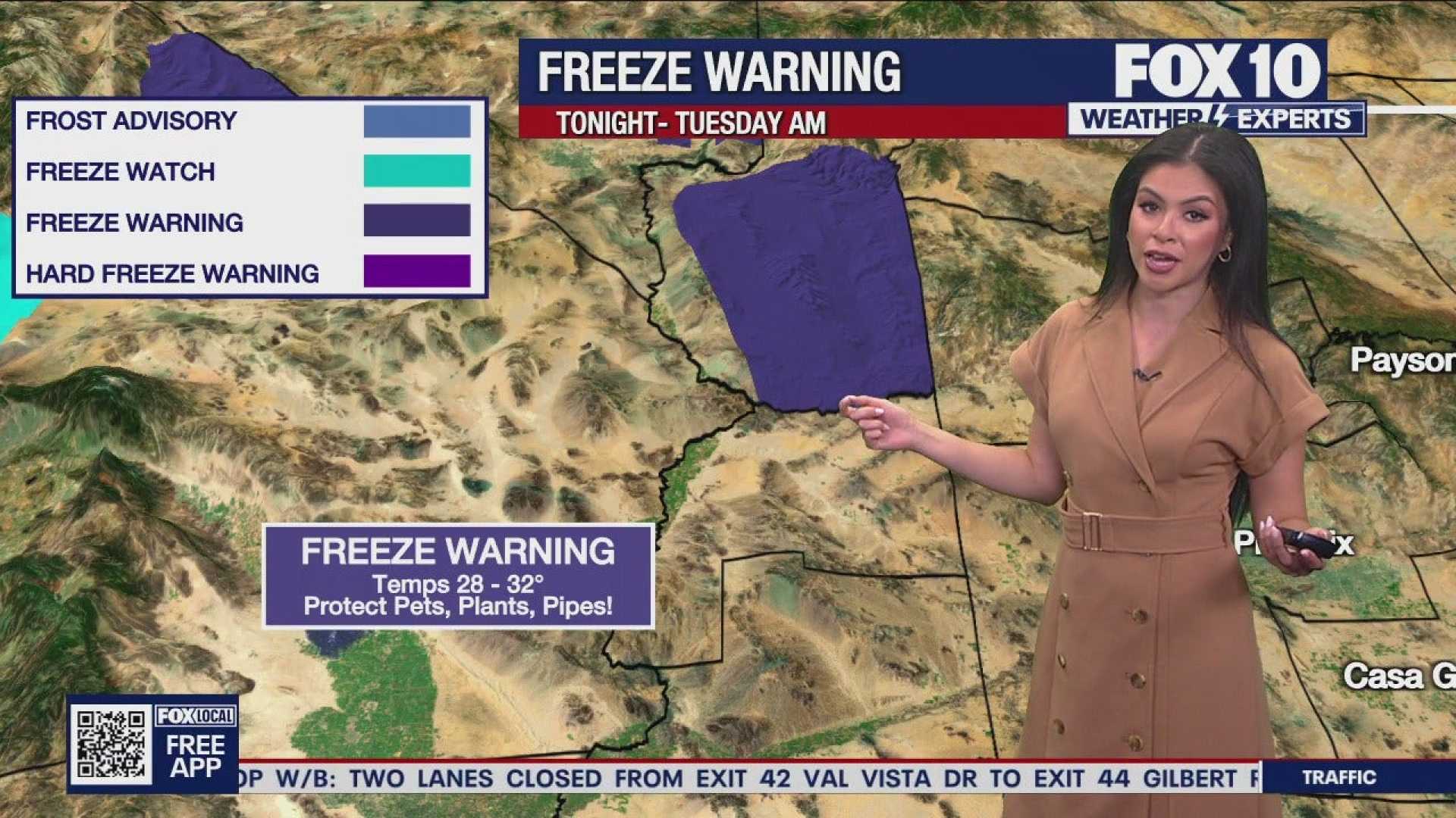 Cold Front Freeze Warnings California Arizona