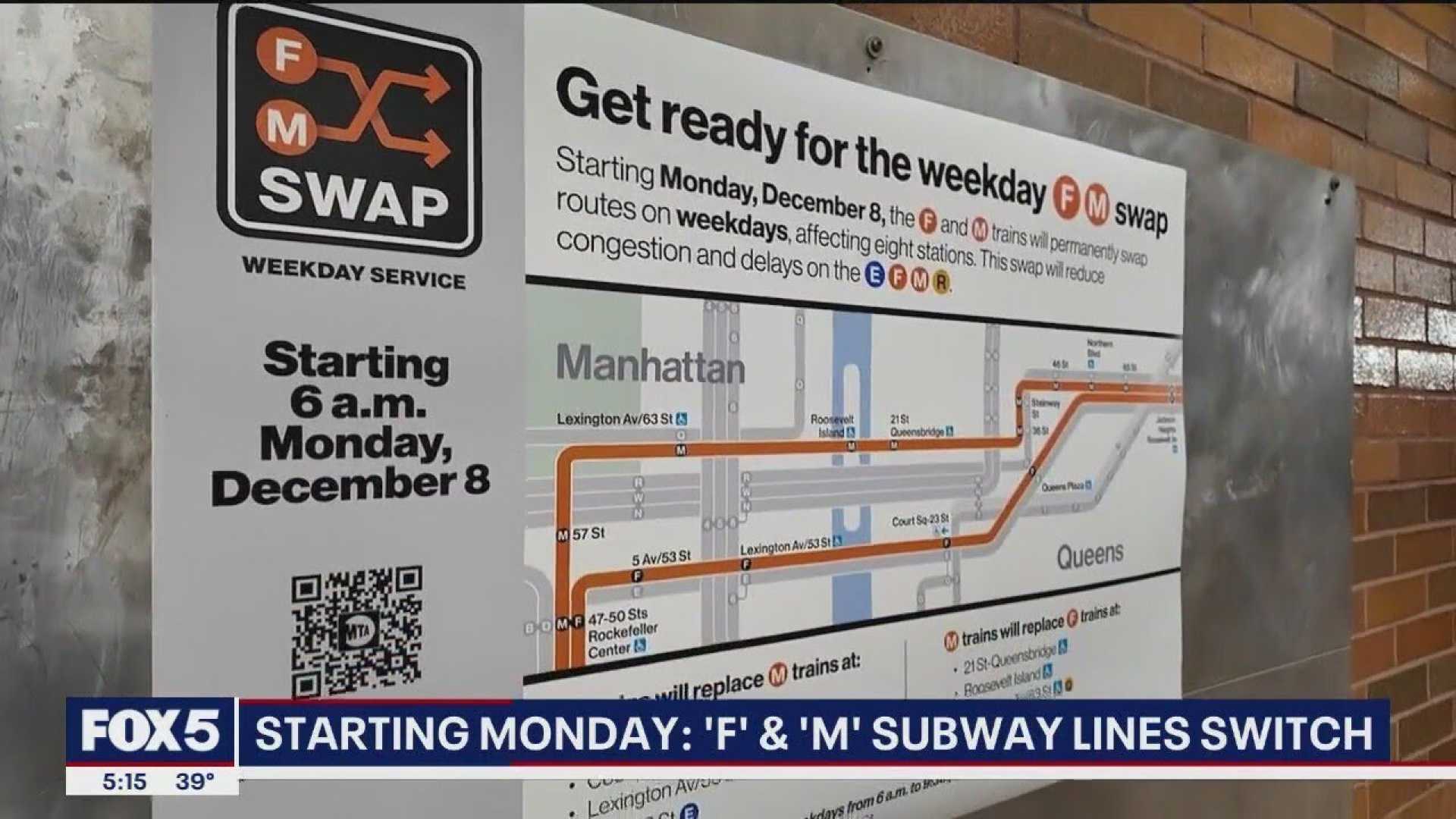 F And M Subway Line Switches New York