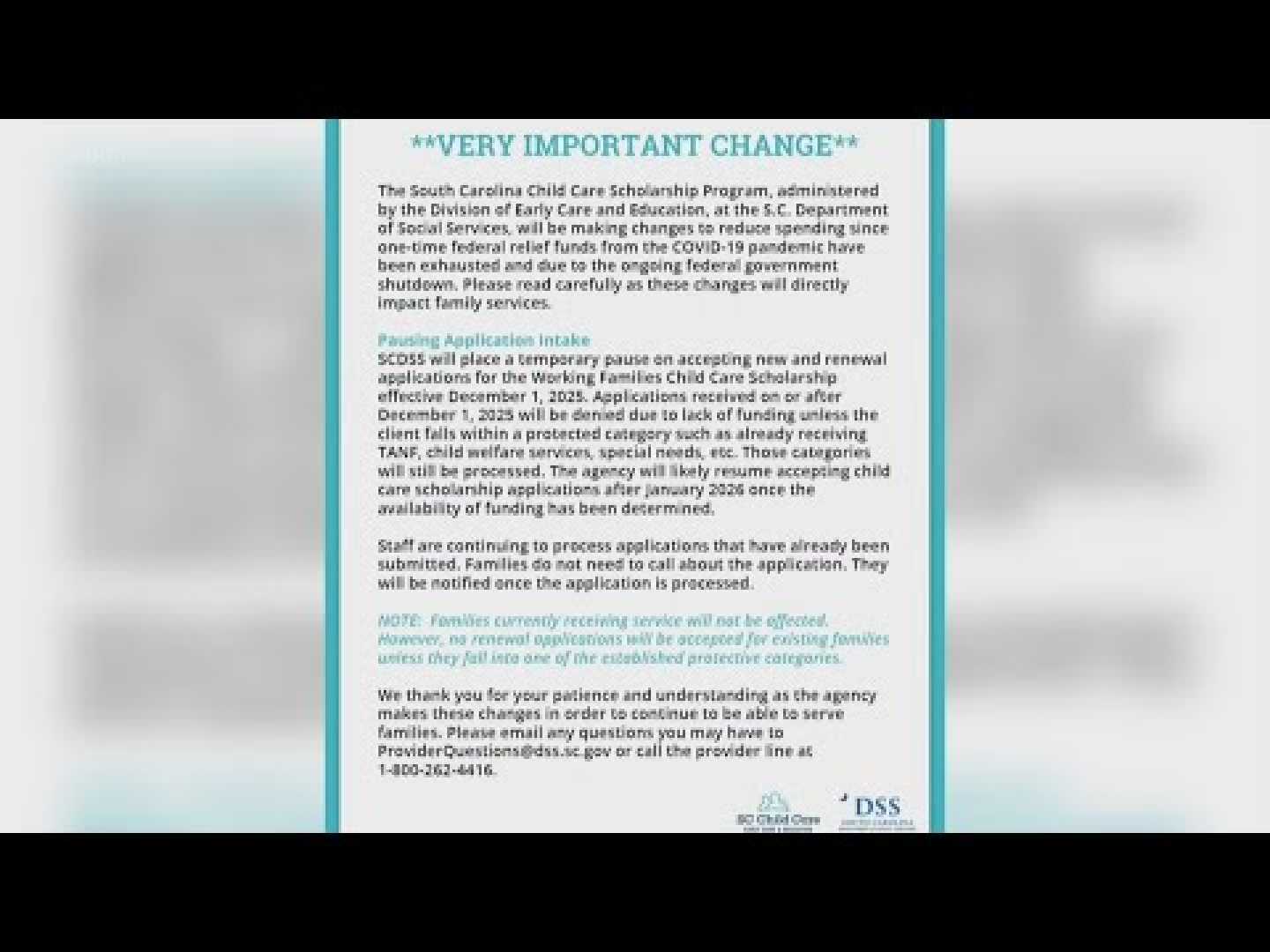 South Carolina Child Care Scholarship Program